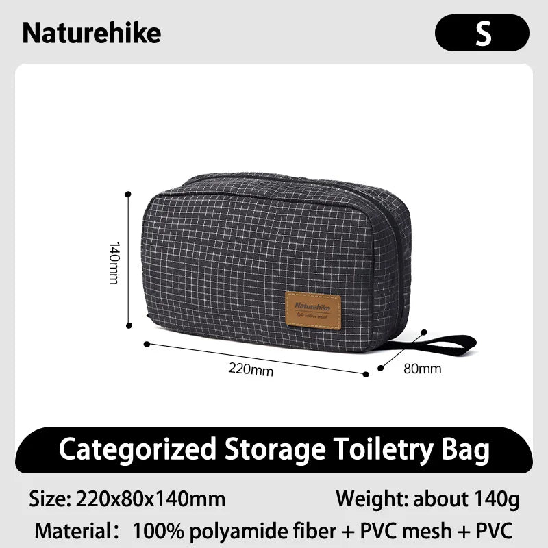 Naturehike SN03 Travel Hanging Toiletry Bag Water-proof Cosmetic Storage Bag PVC Wet Dry Separated Bag  Camping Hiking Wash Bag