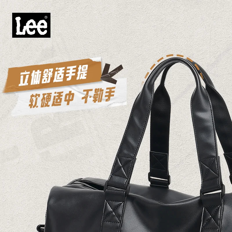 LEE High Quality Waterproof Leather Travel Duffel Bag Dry Wet Shoe Compartment Large Training Luggage Fitness Bag for Women Man