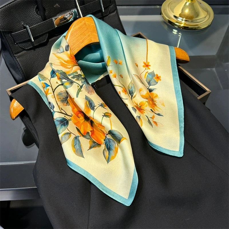 Scarf 100% Silk Bandana Women Square Scarves Wrap Kerchief Mulberry Spring Fashion Luxury High Quality Headband Hijab Shawls