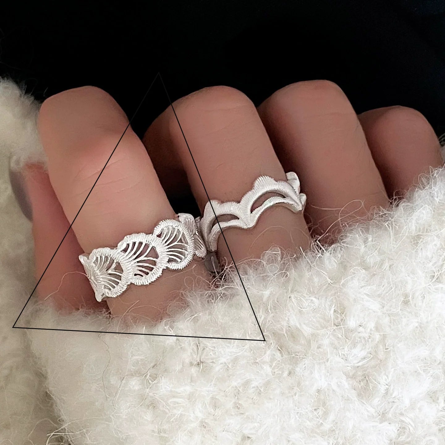 VENTFILLE 925 Sterling Silver Flower Lace Ring Korean Fashion Opening Inlaid CZ Adjustable Rings Valentine's Day Gift