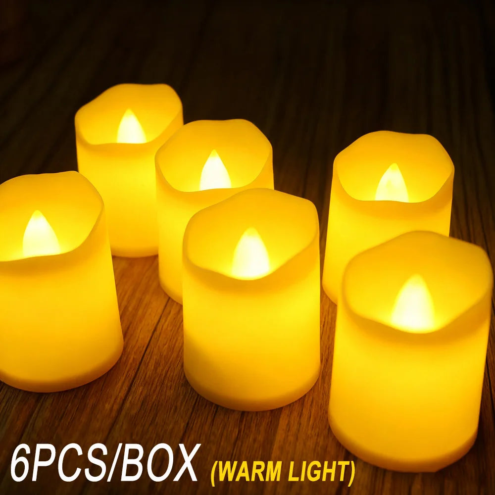 4PCS Christmas LED Candles, Flameless Flickering Electronic Tea Lights,Santa Claus Projection Night Light for Holiday Home Decor