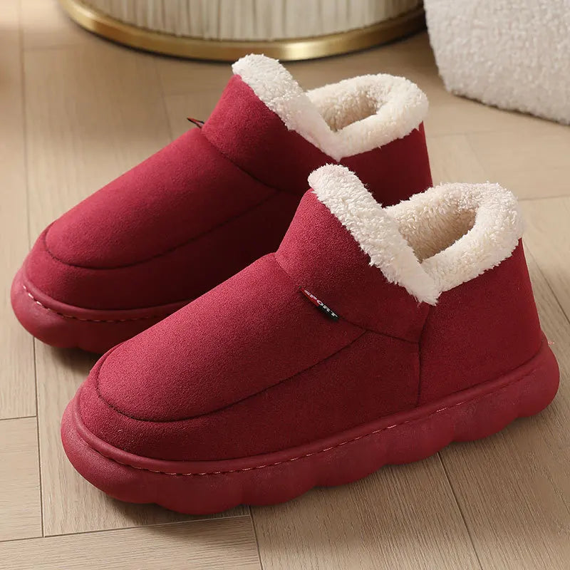 Evshine Winter Plush Cotton Shoes For Women Indoor Cozy Soft Sole Fur Slides Outdoor Fuzzy Ankle Boot Warm Fluffy House Slippers