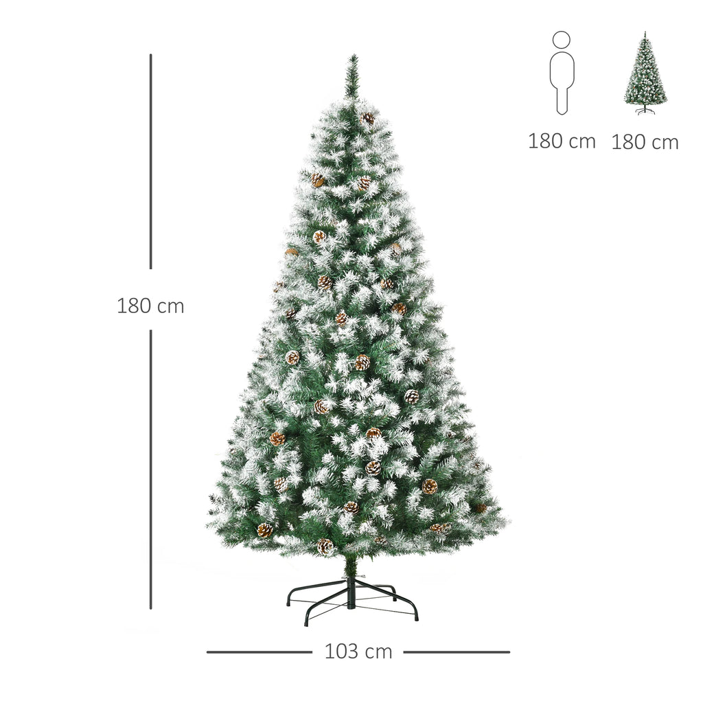 Homcom Artificial Christmas Tree with Snow Christmas Decoration for Indoors Green