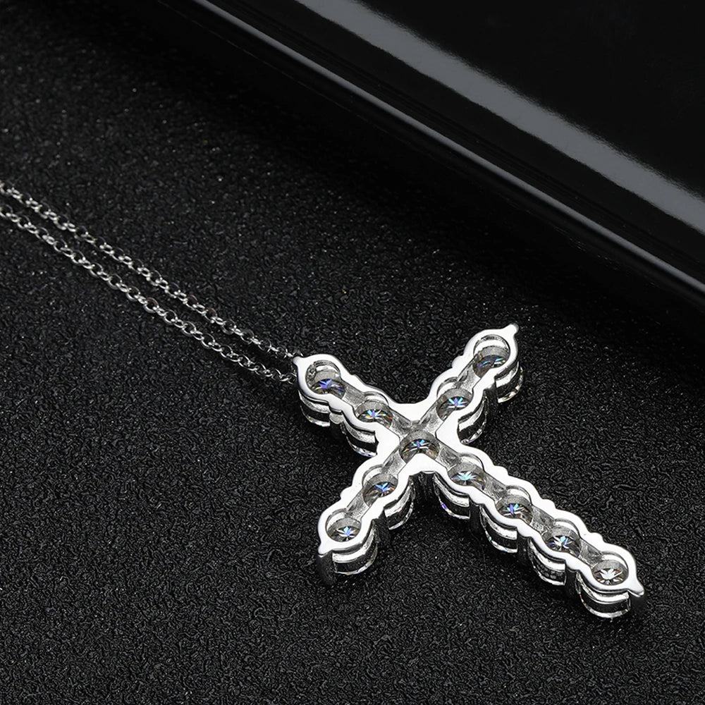 Moissanite cross pendant, 3mm, 4mm and 5mm, GRA certified, made of 925 sterling silver,