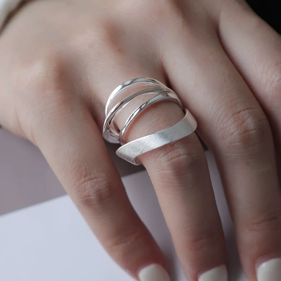 VENTFILLE 925 Sterling Silver Flower Lace Ring Korean Fashion Opening Inlaid CZ Adjustable Rings Valentine's Day Gift