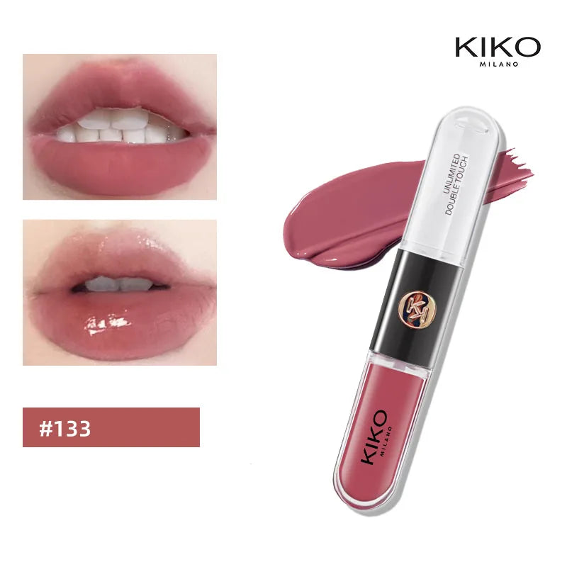 Hot Kiko Double Headed Lipstick Transparent Mirror Lip Gloss Non Fading Oil Sexy Rich Lip Gloss Milk Tea Bean Paste Naked Makeup