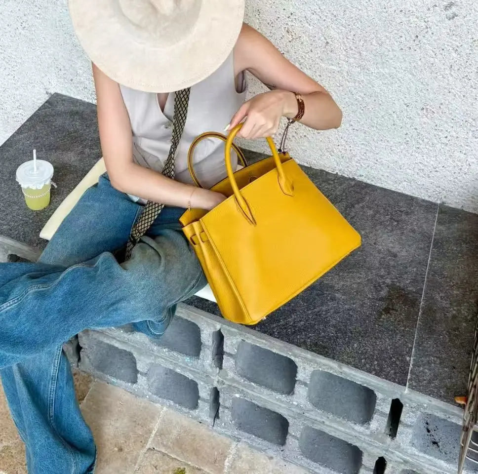 casual tote handbag women luxury bucket shoulder bag 2025 new designer fashion shopping office bag genuine leather vintage bag