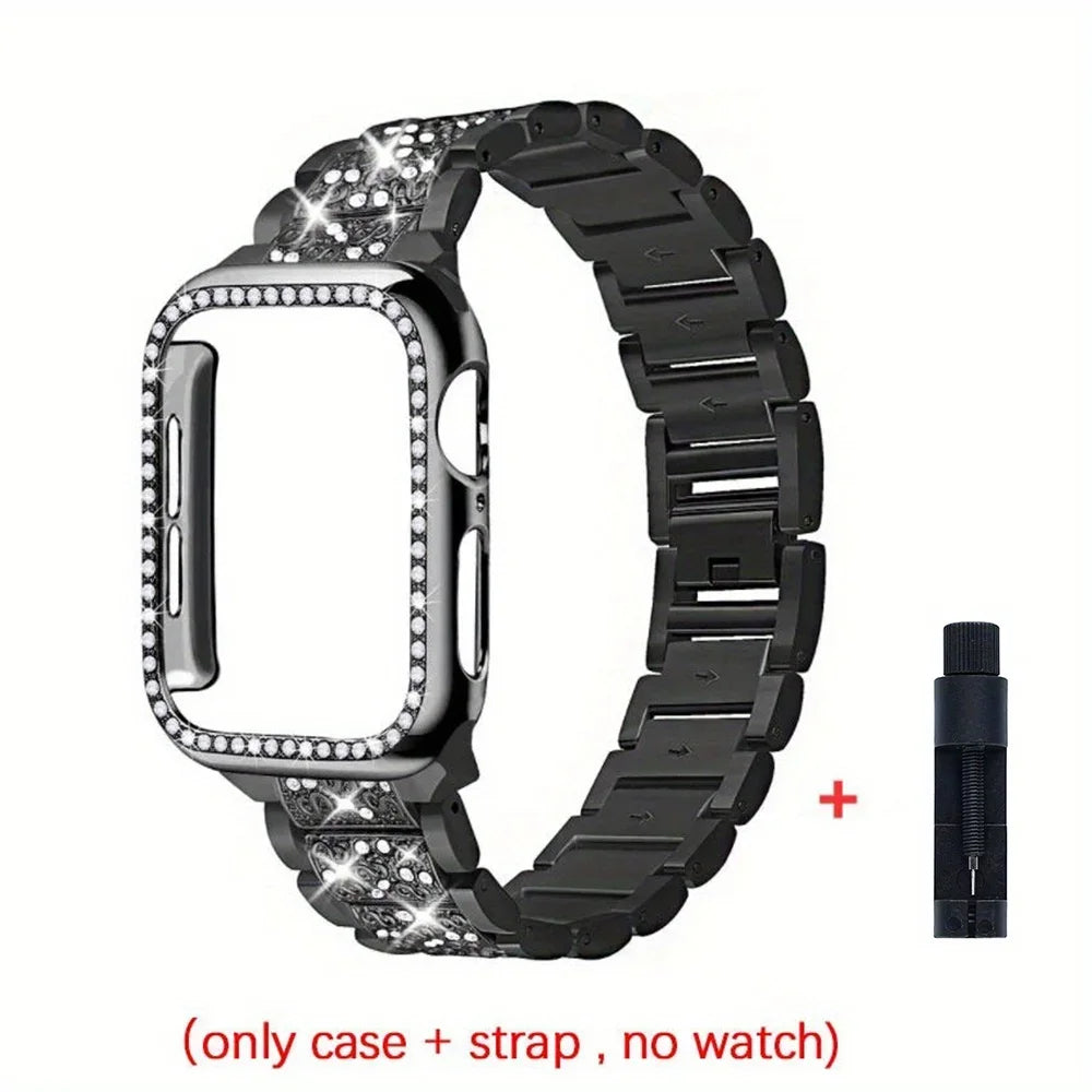 Girl Metal Strap + Case For Apple Watch Band Ultra Bracelet Wristband for iwatch Series 11 10 9 8 7 6 5 4 46mm 40 41 42mm Women
