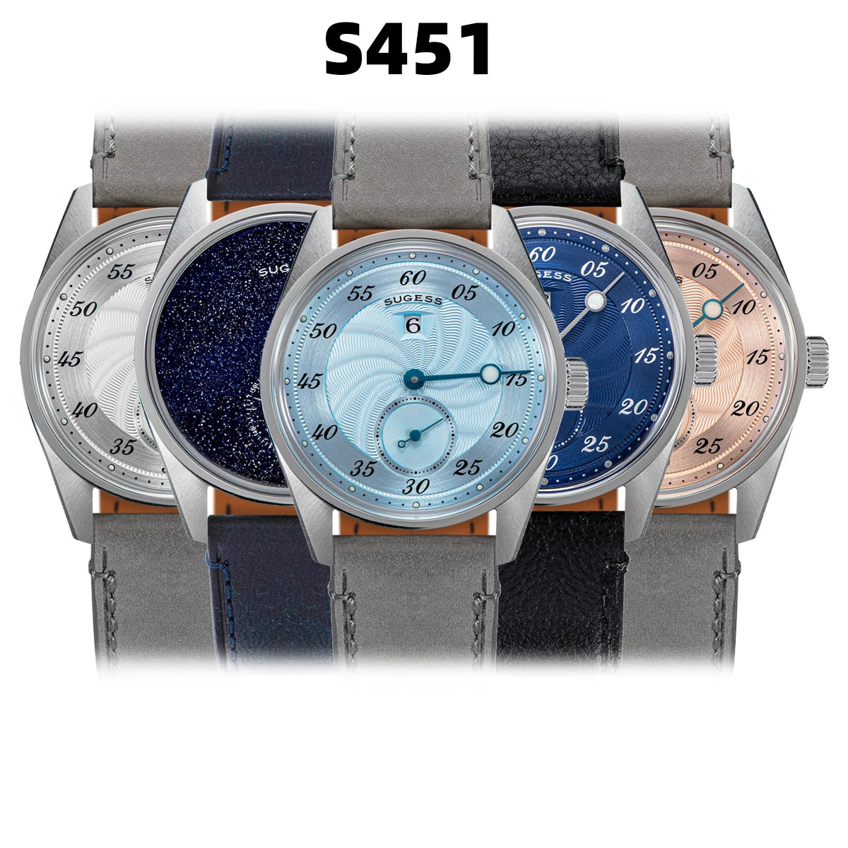Sugess Mens Watch Automatic ST1721 Movement Aventurine Mechanical Wristwatches Hardlex Glass Fashion Simple Business Clock S451