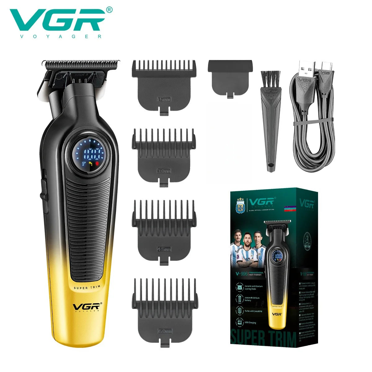 VGR Hair Cutting Machine Cordless Trimmer Electric Hair Clipper Rechargeable Haircut Barber Professional Trimmer for Men