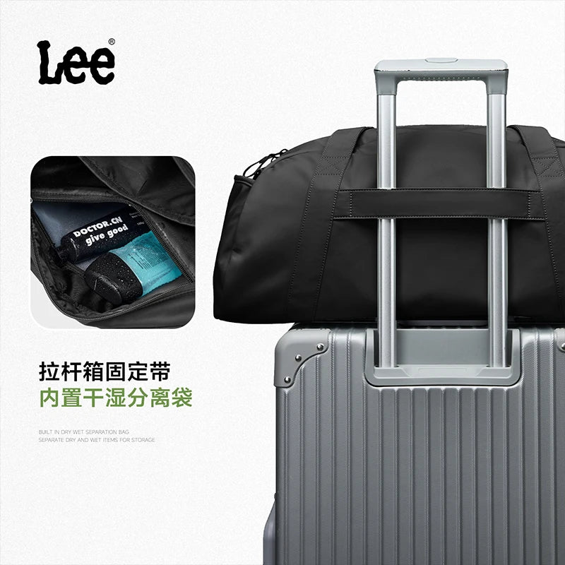 LEE Dry Pocket Sports Fitness Gym Bag for Women Men Large Capacity Waterproof Oxford Duffel Luggage Travel Bag Shoe Compartment