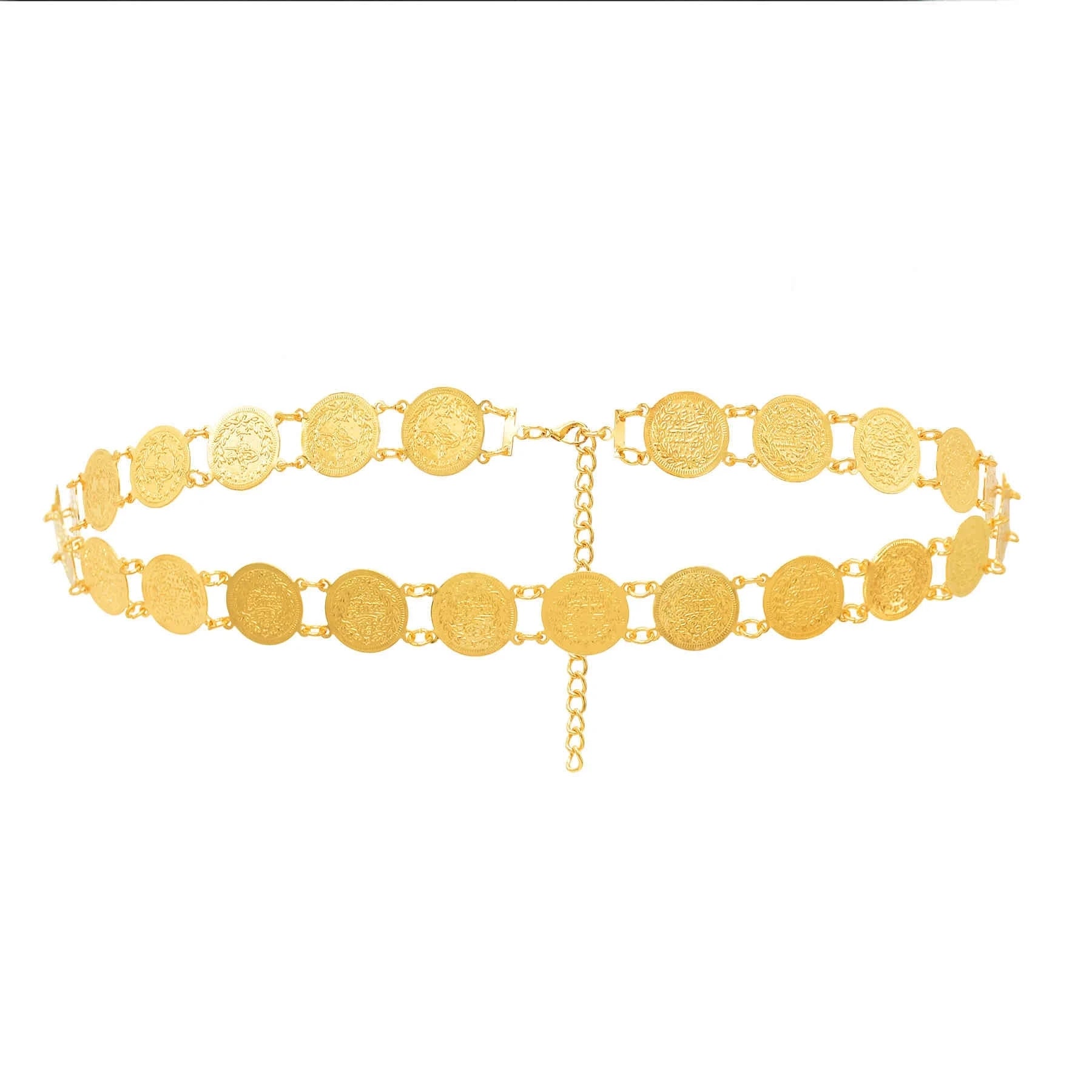 Indian Arab Metal Waist Chain Large French Coin Waist Belt Carved Flower Belly Chains Algeria Traditional Holiday Party Jewelry