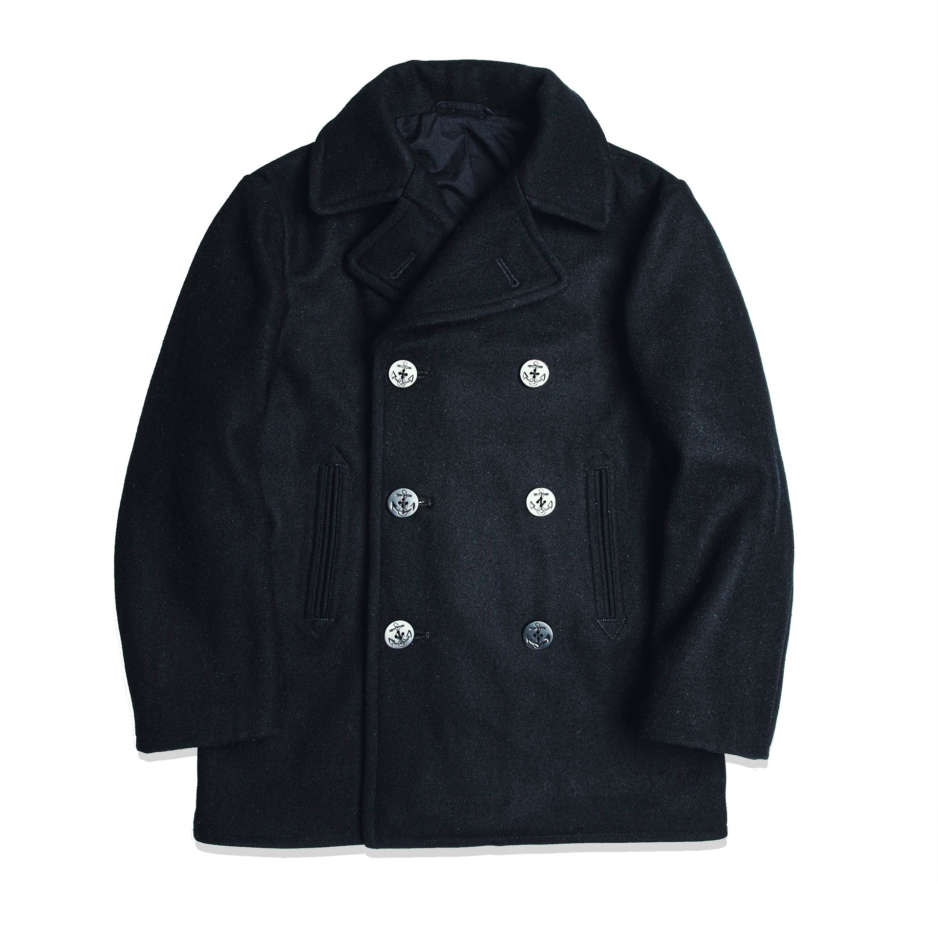 Red Tornado 740 Peacoat in Black Vintage Double-Breasted Mid-Length Wool Blend Overcoat for Men Warm Winter Jacket