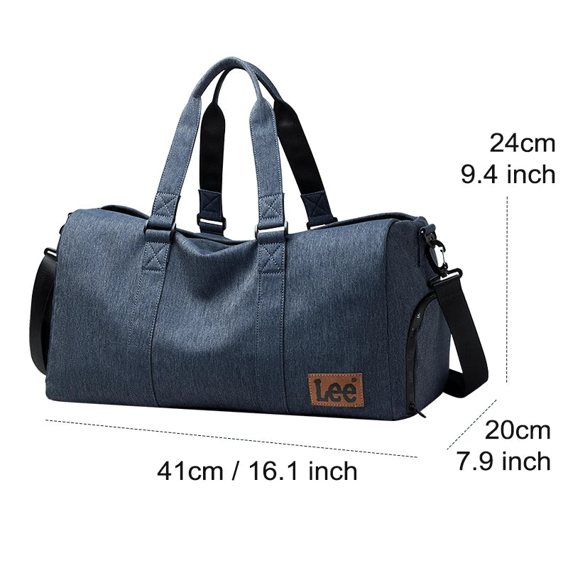LEE High Quality Waterproof Leather Travel Duffel Bag Dry Wet Shoe Compartment Large Training Luggage Fitness Bag for Women Man