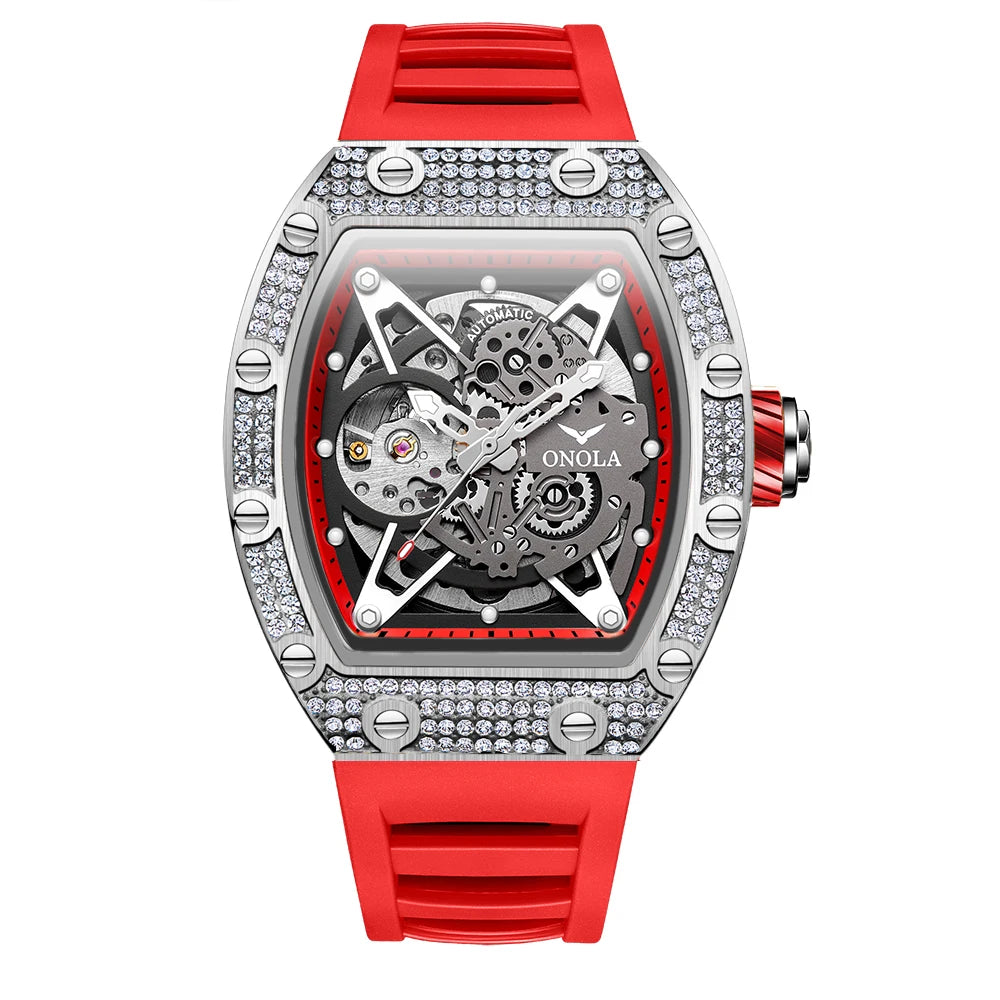 ONOLA Luxury Fashion Watch Hollow Out Fully Automatic Waterproof Men's Mechanical Watch With Diamond