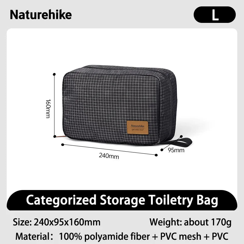 Naturehike SN03 Travel Hanging Toiletry Bag Water-proof Cosmetic Storage Bag PVC Wet Dry Separated Bag  Camping Hiking Wash Bag