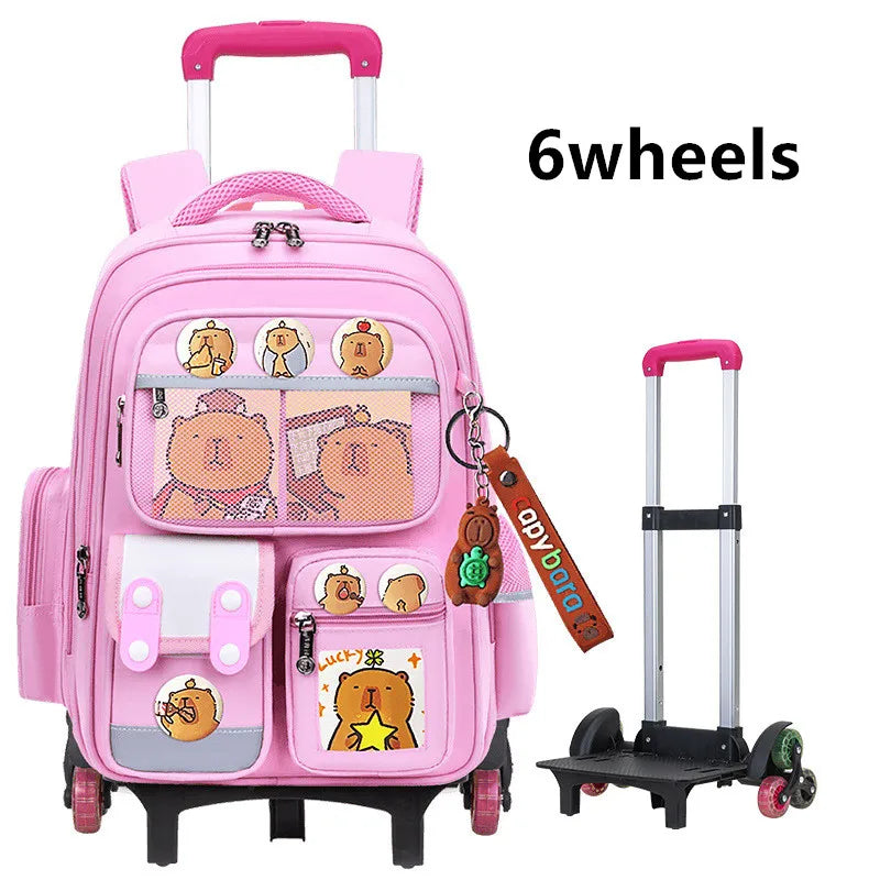 Children Trolley backpack wheels Student High capacity School bags Rolling schoolbags kids Trolley bookbag school wheeled bag