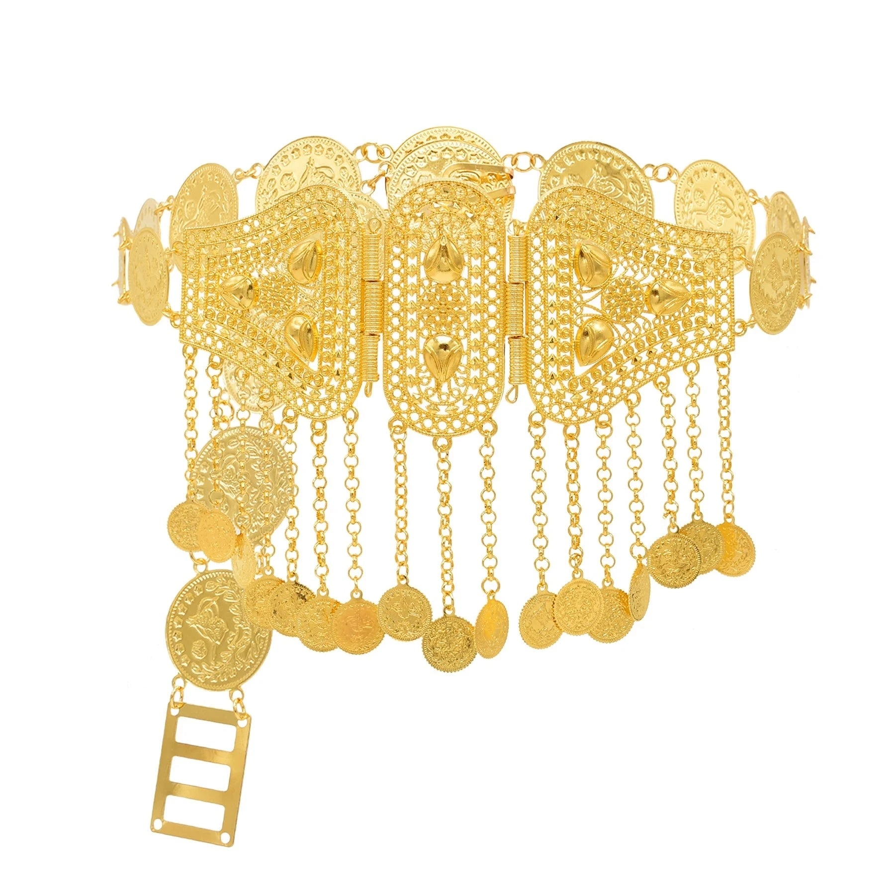 Golden Coins Metal Belts India Belly Dance Moroccan Waist Chain Afghan Turkish Kurdistan National Dress Body Jewelry for Women