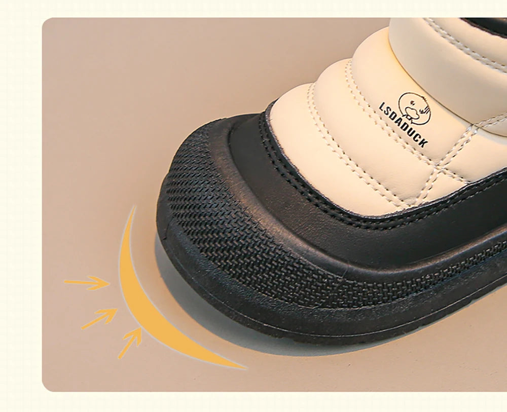 NO GLUE Winter Plush Snow Boots For Children Thick Warm Boy's Girl's Cotton Shoes Waterproof Kid's Winter Boots Velvet Shoe