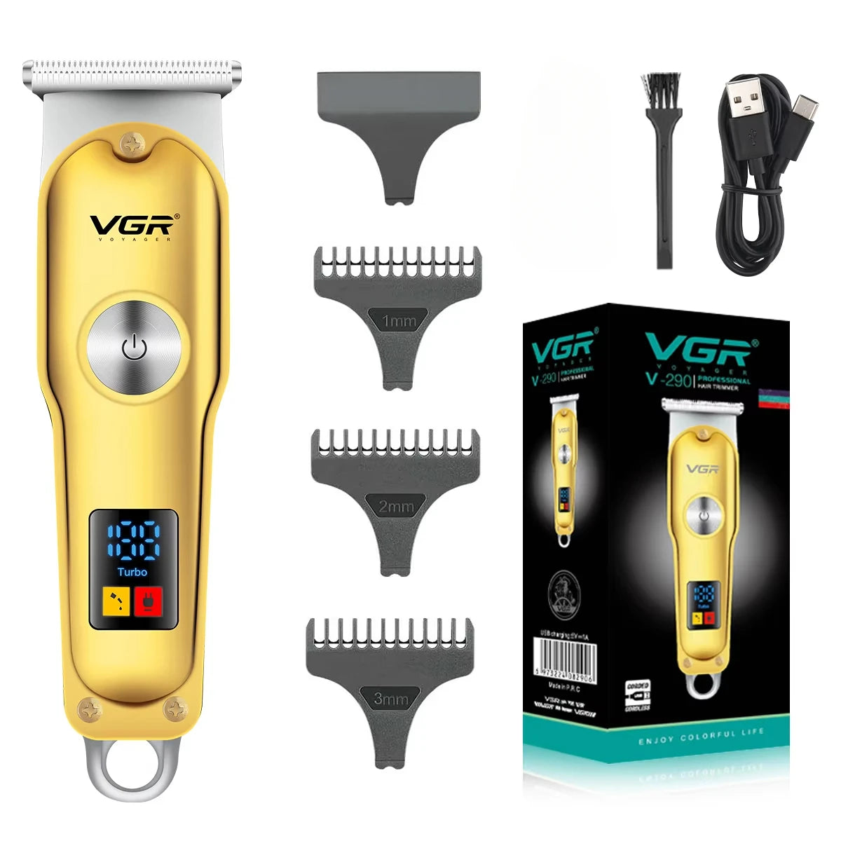 VGR Hair Clipper Mini Hair Trimmer Professional Beard Trimmer Rechargeable Cordless Electric T-Blade Zero Cutting Machine V-290