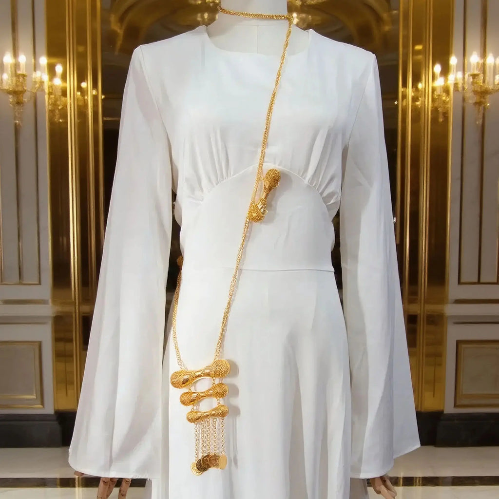 Turkish kurdish women shoulder chain gold plated jewelry chain for bride middle east arabic wedding jewelry