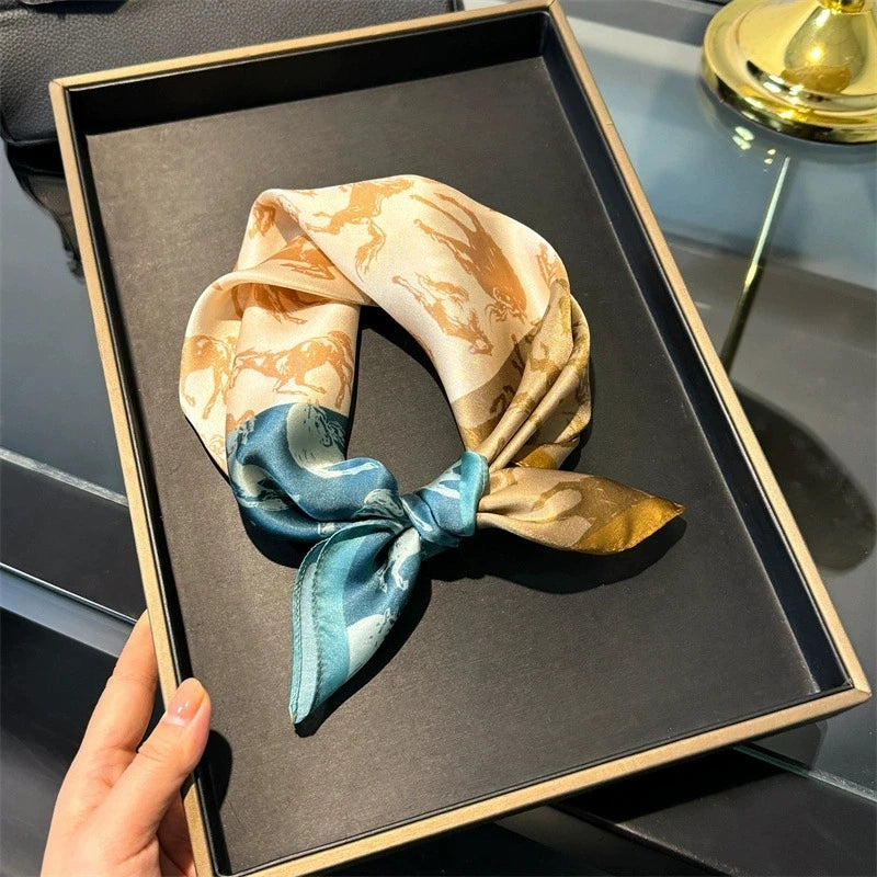 Scarf 100% Silk Bandana Women Square Scarves Wrap Kerchief Mulberry Spring Fashion Luxury High Quality Headband Hijab Shawls