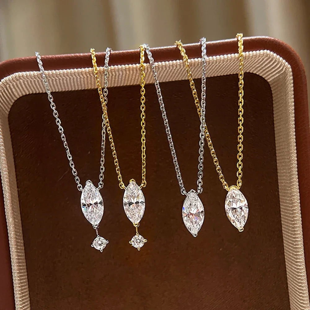 A women's necklace from Mila Jewelry made of a round-cut marquise stone of 1.1 carats,