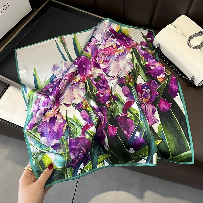 Scarf 100% Silk Bandana Women Square Scarves Wrap Kerchief Mulberry Spring Fashion Luxury High Quality Headband Hijab Shawls