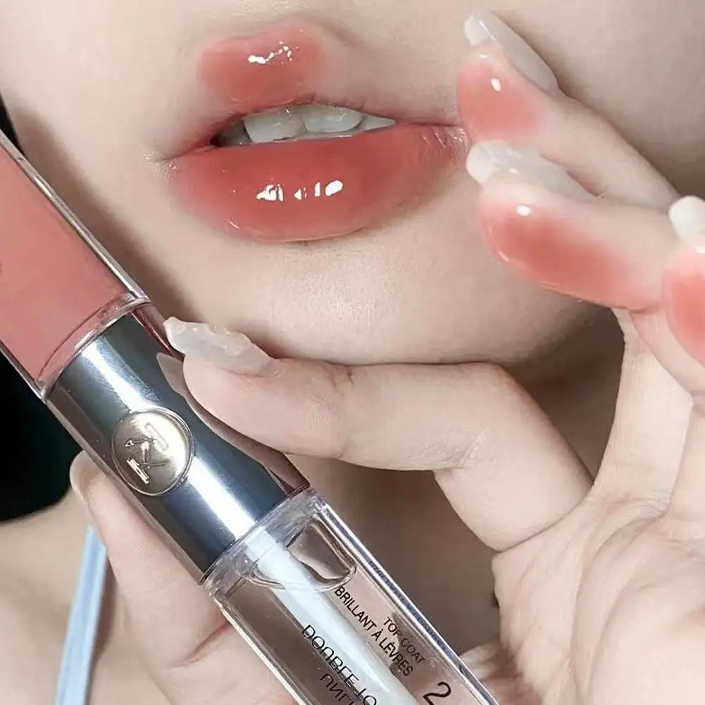 3D Mirror Moisturizing Double-ended Lip Gloss Lasting Moisturizing Glossy Transparent Lip Glaze Creates Natural Plump Lip Makeup