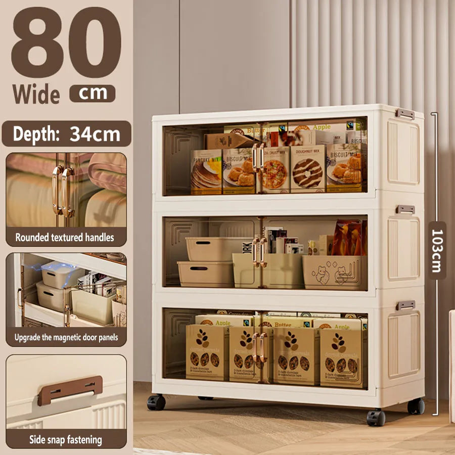 45/55/65cm Length Multifunction Storage Cabinet Large Capacity Foldable Easy-to-Install Storage Box Dustproof Wardrobe