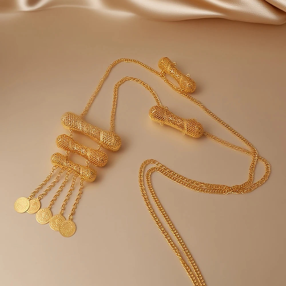 Turkish kurdish women shoulder chain gold plated jewelry chain for bride middle east arabic wedding jewelry