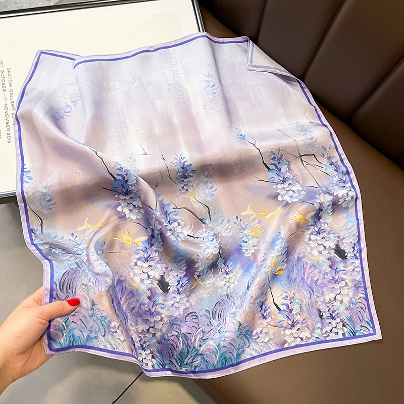 Scarf 100% Silk Bandana Women Square Scarves Wrap Kerchief Mulberry Spring Fashion Luxury High Quality Headband Hijab Shawls