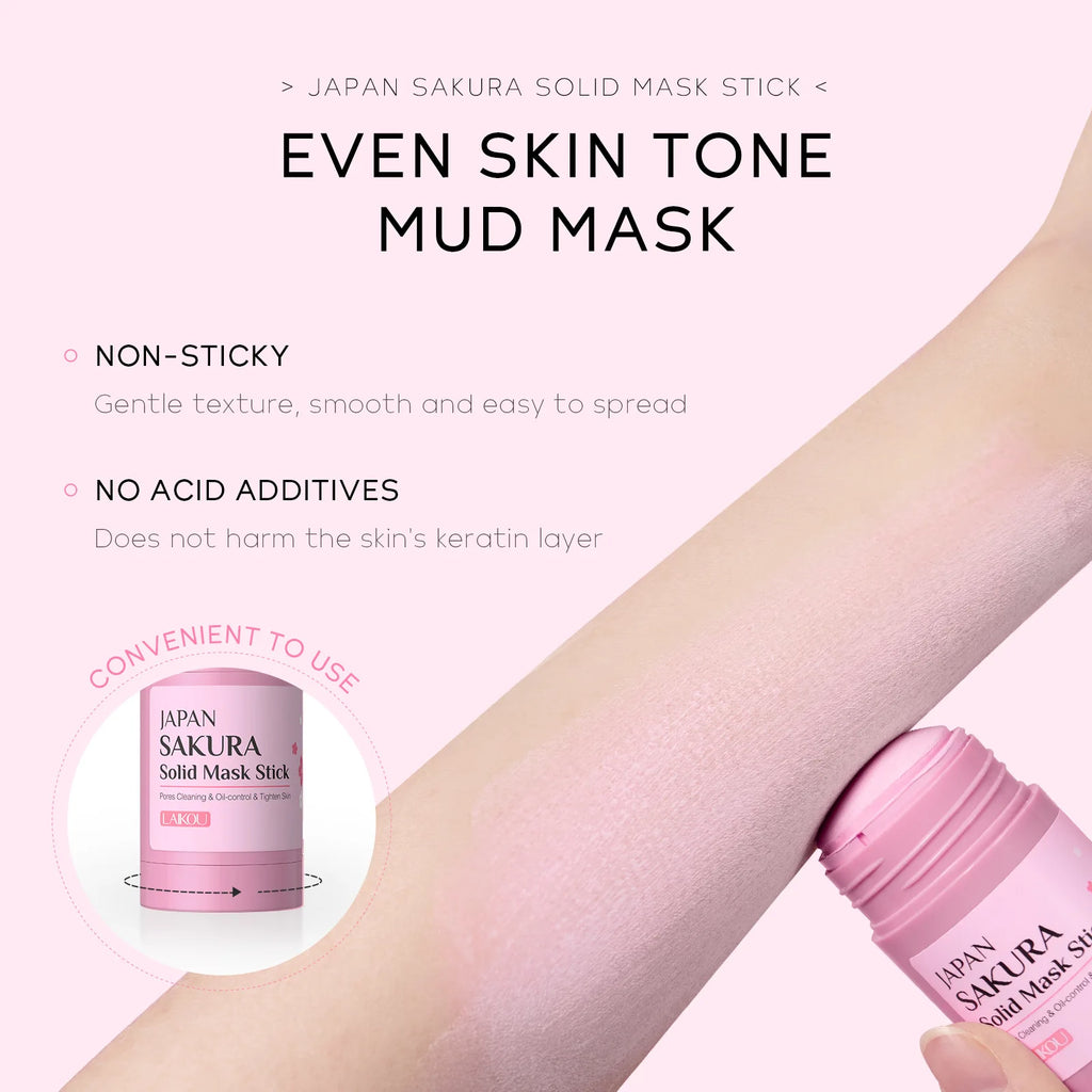 LAIKOU Sakura Solid Facial Masks Stick Clay Face Mask Moisturizing Brightening Oil Control Removal Blackhead Face Mud Mask