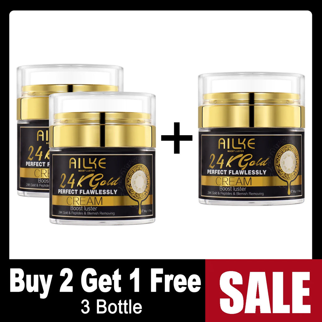 AILKE 24k Gold Perfect Flawlessly Face Cream, Whitening, Reduce Dark Spots, Melanin, Improve Dull Skin, With Glutathione Vitamin