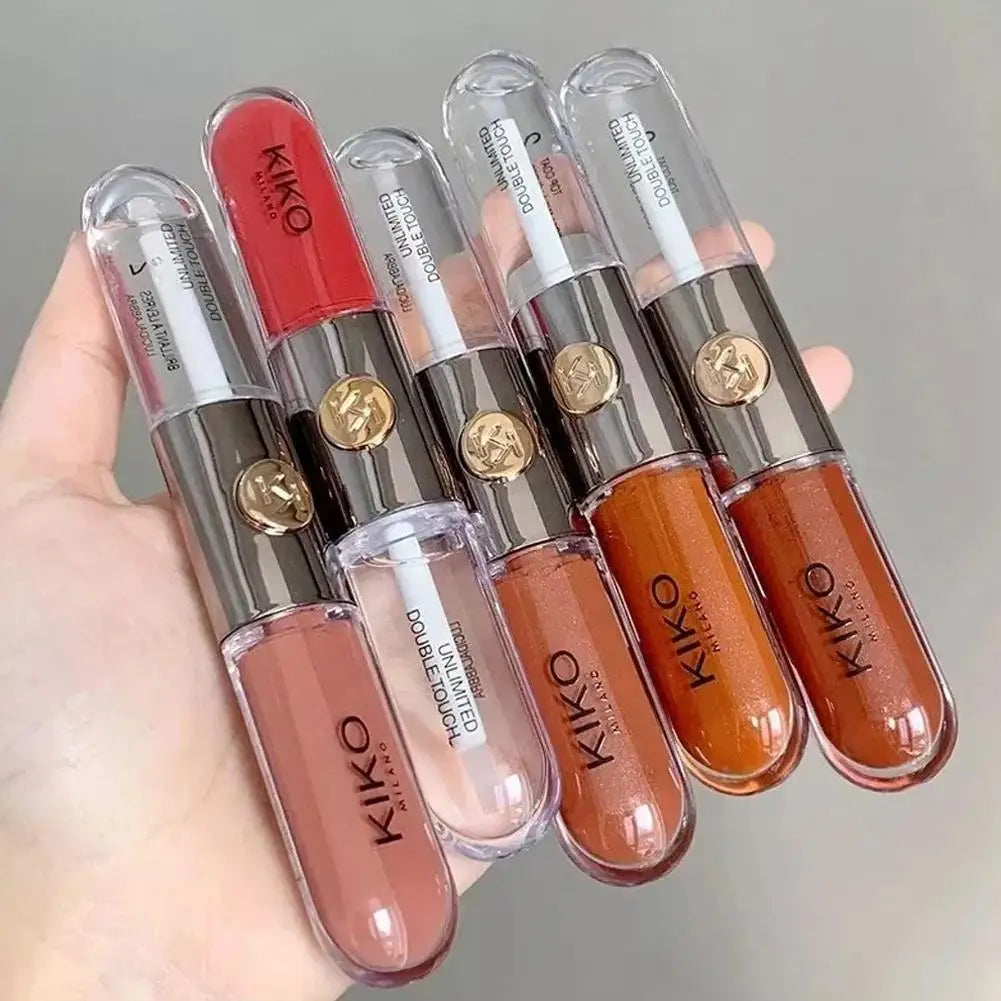3D Mirror Moisturizing Double-ended Lip Gloss Lasting Moisturizing Glossy Transparent Lip Glaze Creates Natural Plump Lip Makeup