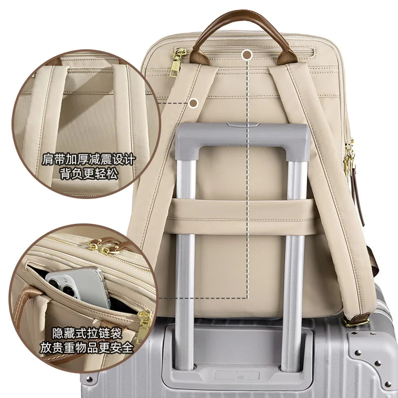 14" Laptop Knapsack Women Backpacks for Business Travel Lightweight Portable Bag Waterproof Oxford Cloth Functional Computer Bag