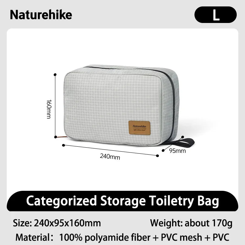 Naturehike SN03 Travel Hanging Toiletry Bag Water-proof Cosmetic Storage Bag PVC Wet Dry Separated Bag  Camping Hiking Wash Bag