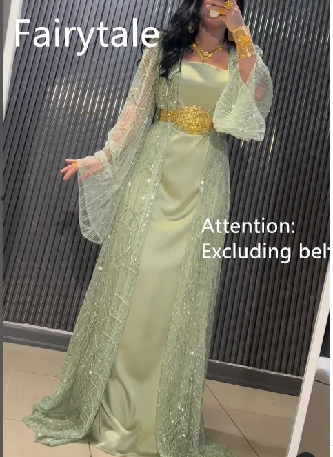 Gorgeous Long Sleeves Evening Dresses Beadings Temperament Prom Dress Saudi Arabia Women's Wedding Party Dress Customized 2025