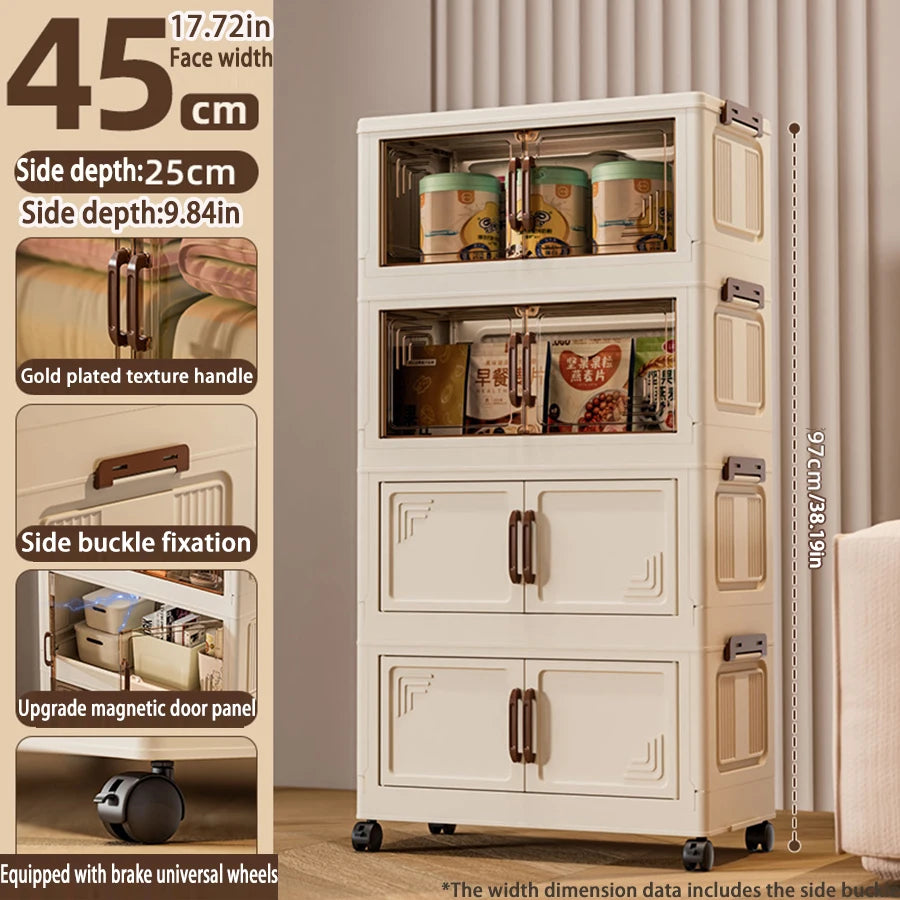 45/55/65cm Length Multifunction Storage Cabinet Large Capacity Foldable Easy-to-Install Storage Box Dustproof Wardrobe