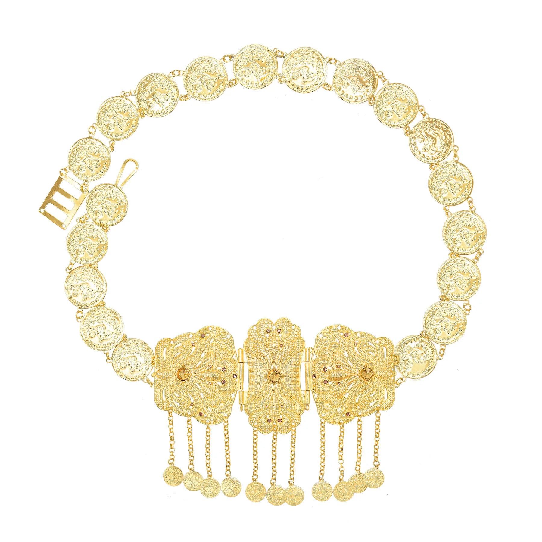 Golden Coins Metal Belts India Belly Dance Moroccan Waist Chain Afghan Turkish Kurdistan National Dress Body Jewelry for Women