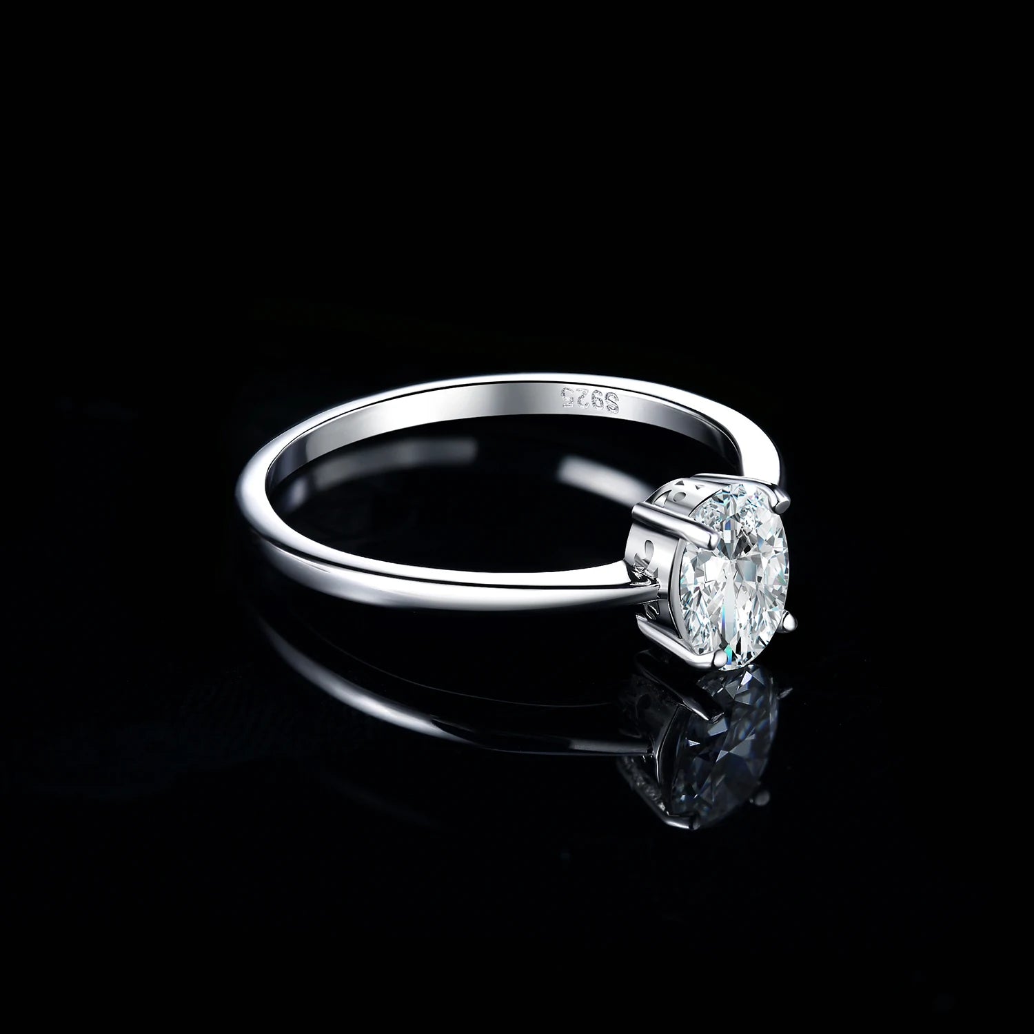 A classic and luxurious engagement ring in 925 sterling silver, set with an oval cubic zirconia stone, from Mila Jewelry for women, an anniversary gift, fine jewelry.