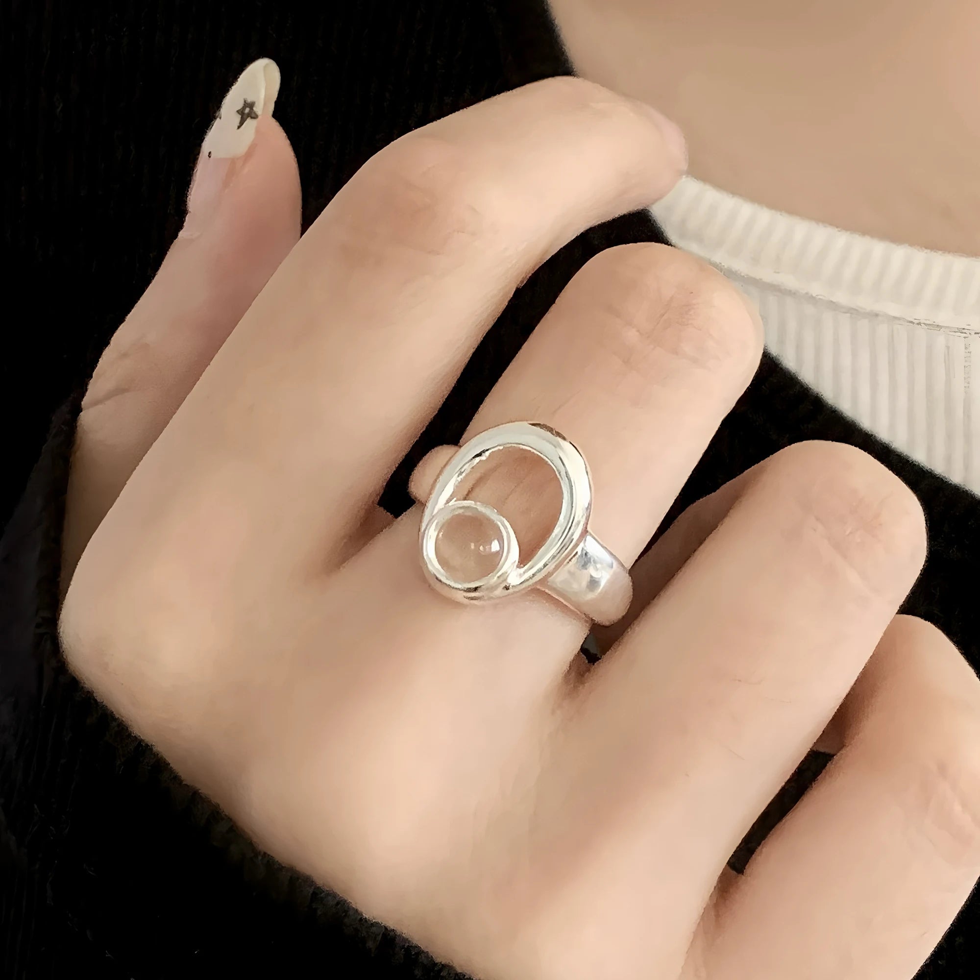 VENTFILLE 925 Sterling Silver Flower Lace Ring Korean Fashion Opening Inlaid CZ Adjustable Rings Valentine's Day Gift