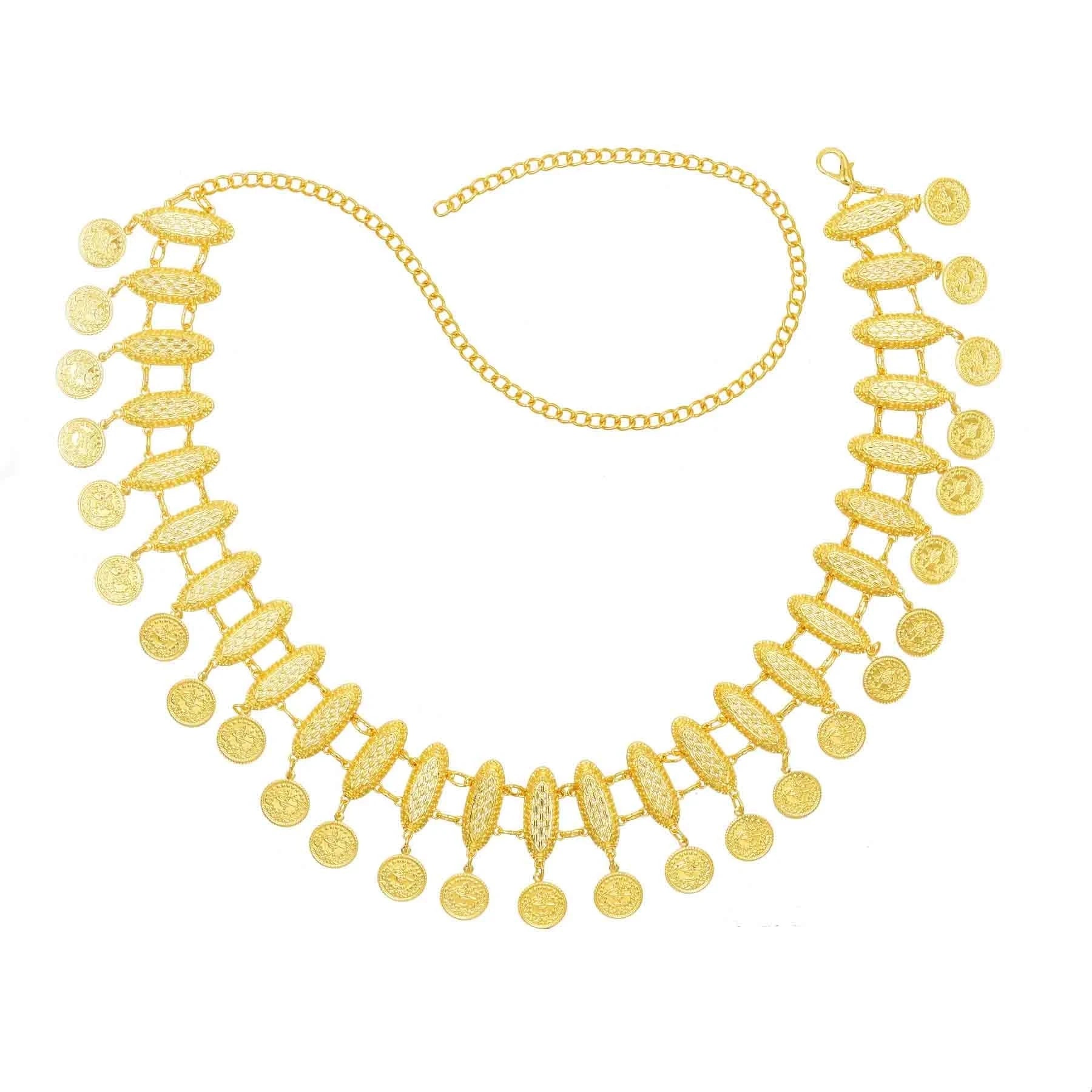 Golden Coins Metal Belts India Belly Dance Moroccan Waist Chain Afghan Turkish Kurdistan National Dress Body Jewelry for Women