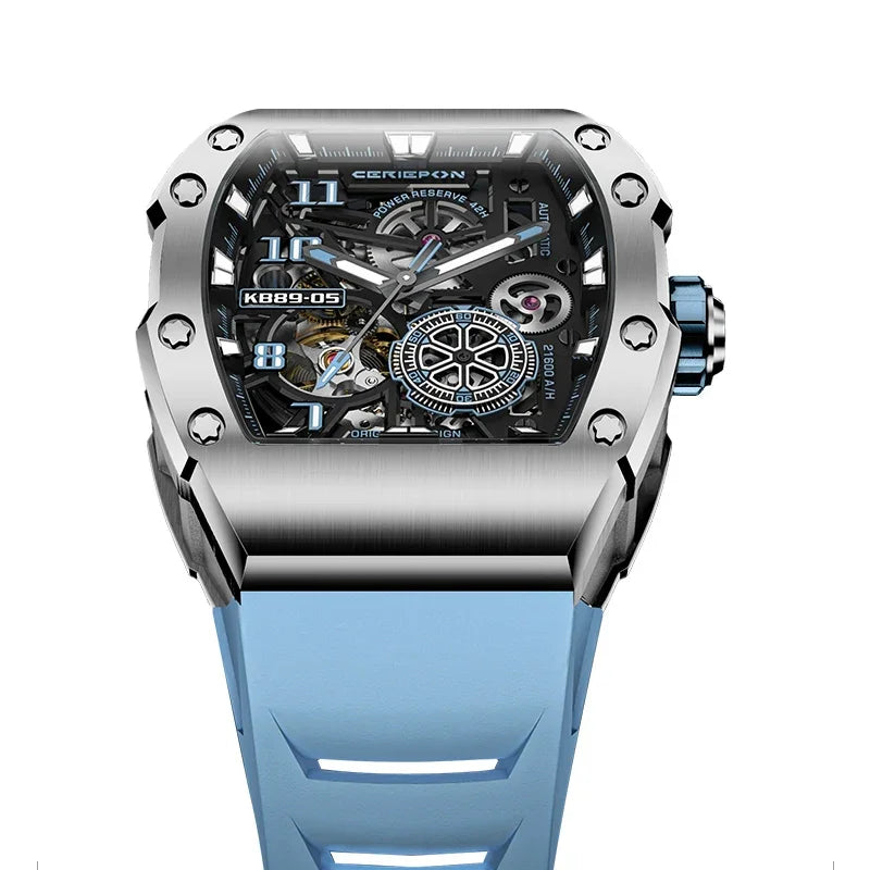 CERIEPON Automatic Mechanical Watch Men's Model Branded Hollowed Out Wine Barrel Shaped Men's Luminous Watches