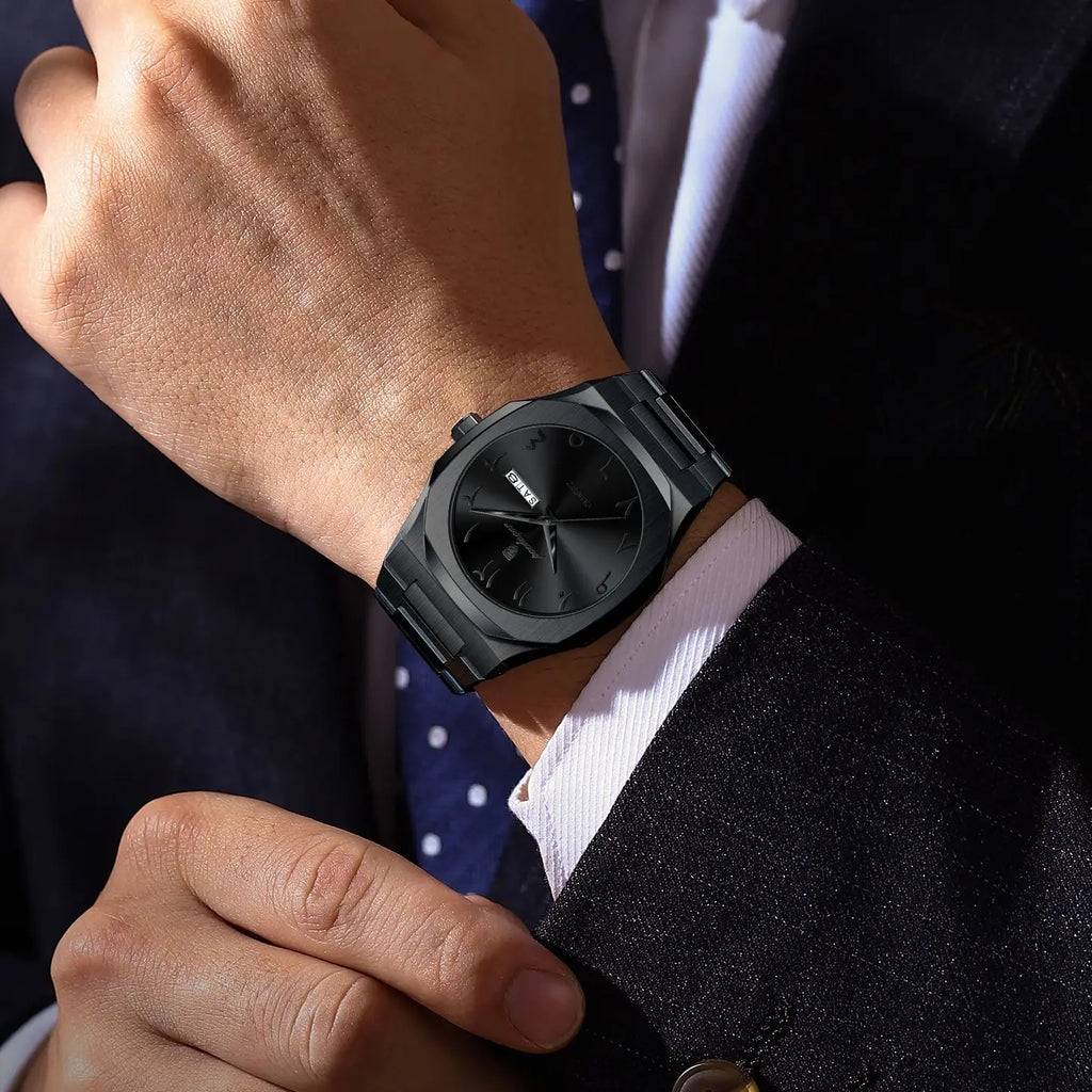 POEDAGAR Military Watch For Men Waterproof Luxury Week Calendar Man Wristwatch Quartz Stainless Steel Fashion Men's Watches Male