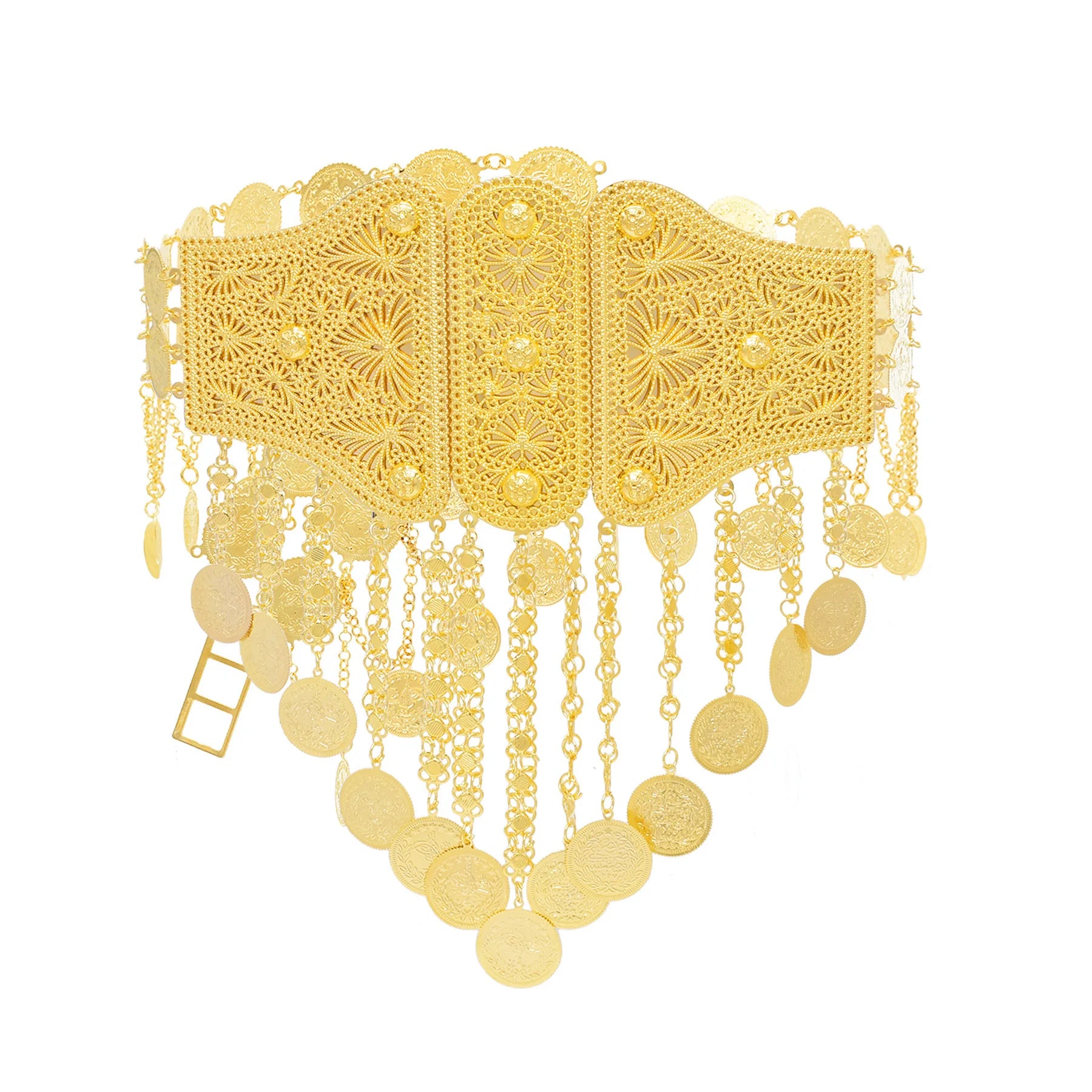 Golden Coins Metal Belts India Belly Dance Moroccan Waist Chain Afghan Turkish Kurdistan National Dress Body Jewelry for Women