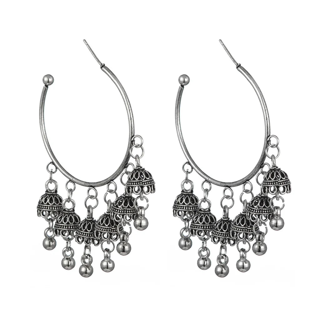 Vintage geometric dangle earrings for women, large round bell shape, dangle earrings for girls, Mila jewelry