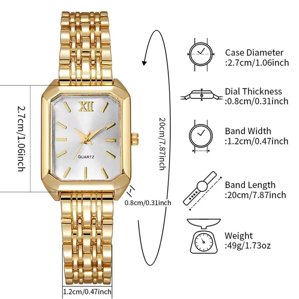 Elegant Rectangle Women Watches Fashion Analog Quartz Wristwatches Reloj Mujer Girls Clock Gift（Without Box）