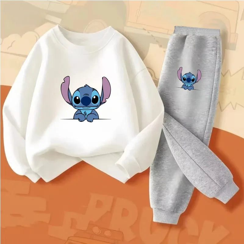 2025  Fall New Style Children's Casual Sweatshirt Sets Kids Sweatpant Set Stitch Printed Boys Pullover and Trousers 2pcs Suit