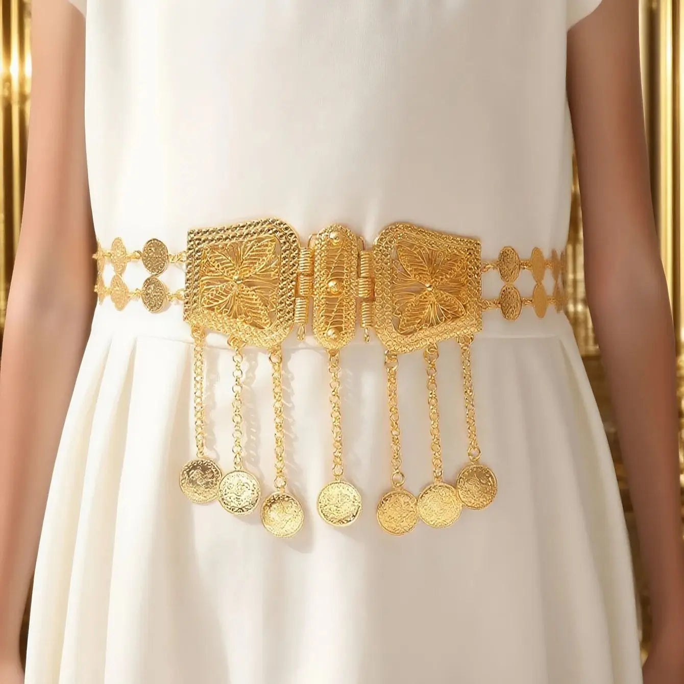 Turkish kurdish women chain belt gold plated arabic totem waist chain festival wedding costume jewelry chain